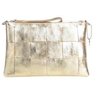 LAURA Di MAGGIO Gold Woven Soft Leather Shoulder Handbag Made in Italy 🇮🇹